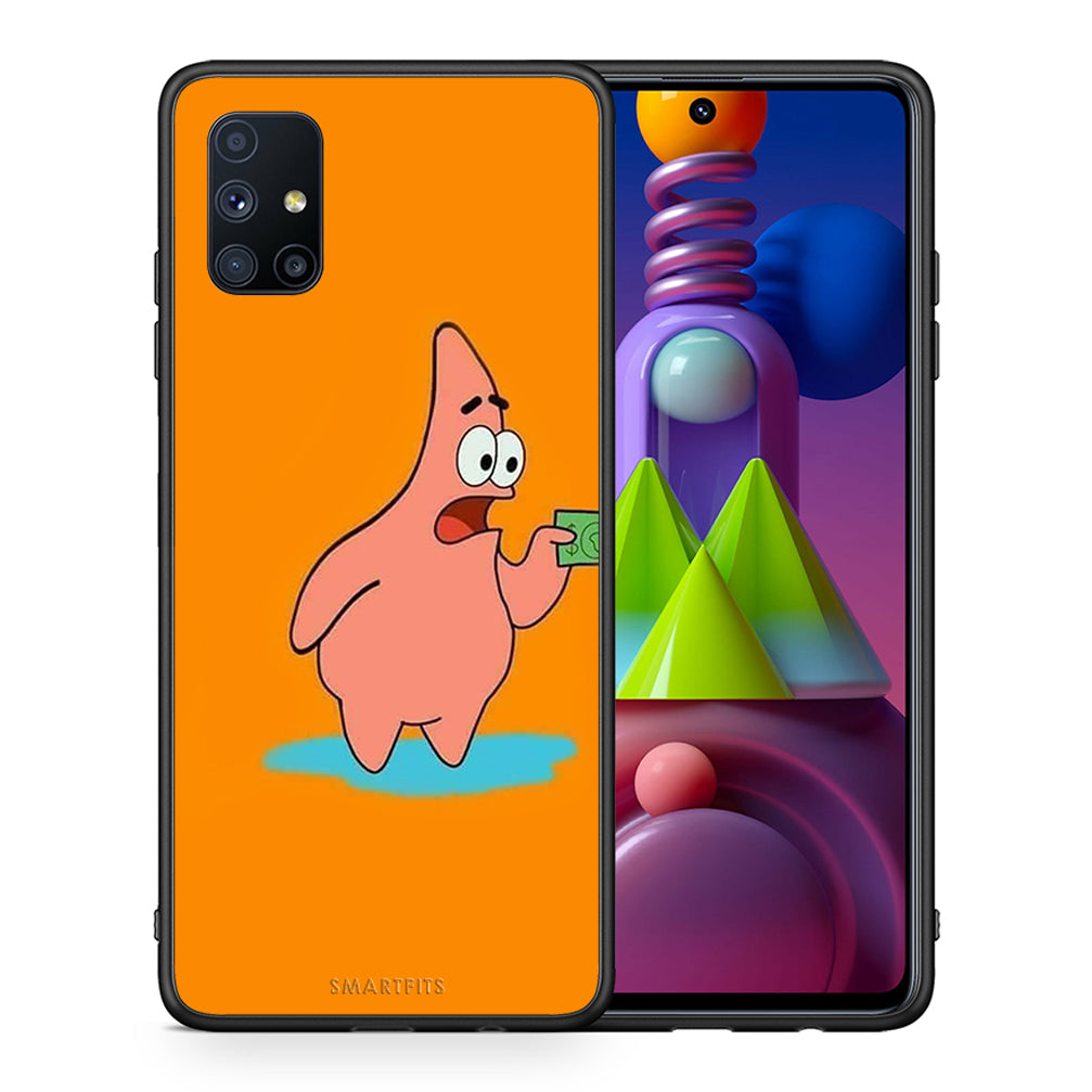 Θήκη Αγίου Βαλεντίνου Samsung Galaxy M51 No Money 1 από τη Smartfits με σχέδιο στο πίσω μέρος και μαύρο περίβλημα | Samsung Galaxy M51 No Money 1 case with colorful back and black bezels