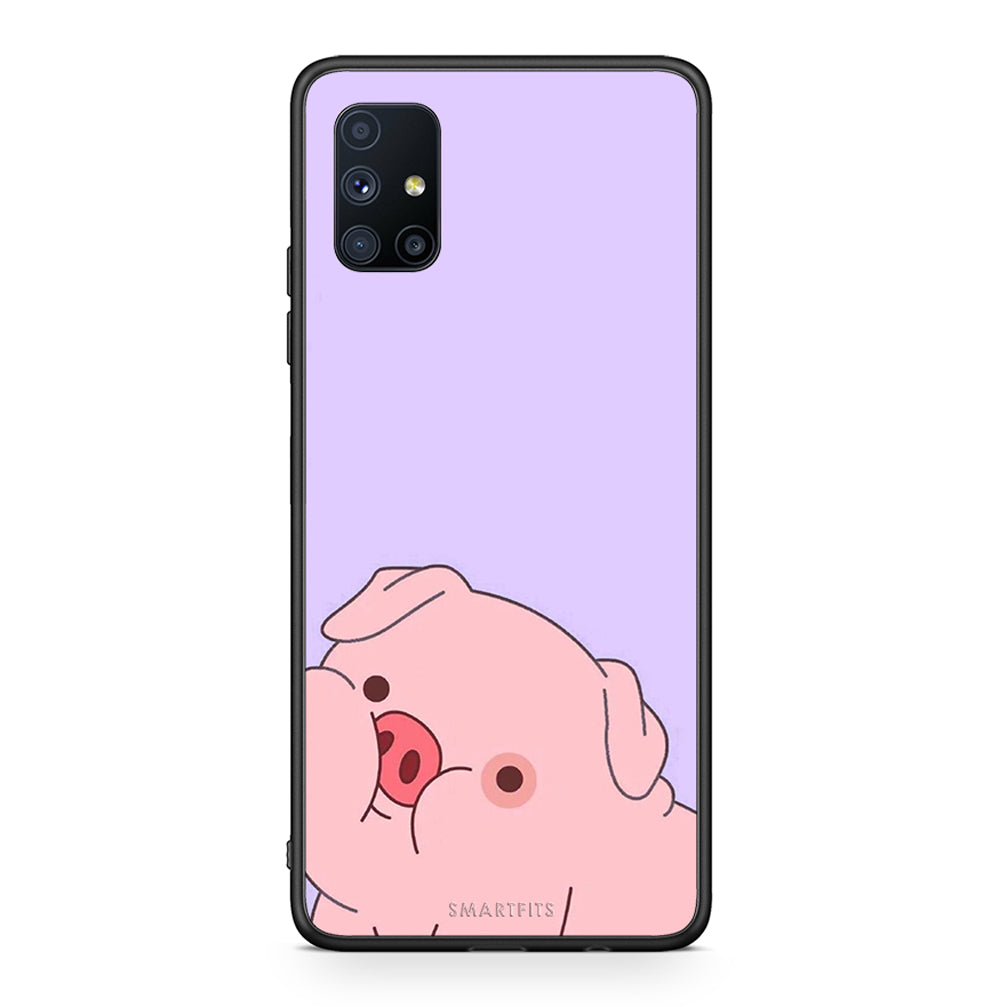 Θήκη Αγίου Βαλεντίνου Samsung Galaxy M51 Pig Love 2 από τη Smartfits με σχέδιο στο πίσω μέρος και μαύρο περίβλημα | Samsung Galaxy M51 Pig Love 2 case with colorful back and black bezels