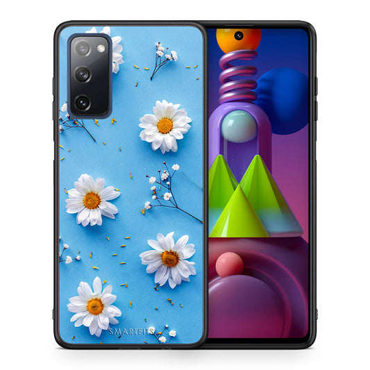 Θήκη Samsung Galaxy M51 Real Daisies από τη Smartfits με σχέδιο στο πίσω μέρος και μαύρο περίβλημα | Samsung Galaxy M51 Real Daisies case with colorful back and black bezels