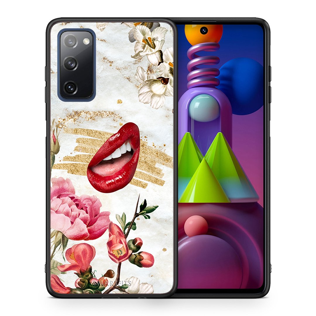 Θήκη Samsung Galaxy M51 Red Lips από τη Smartfits με σχέδιο στο πίσω μέρος και μαύρο περίβλημα | Samsung Galaxy M51 Red Lips case with colorful back and black bezels