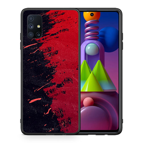 Θήκη Αγίου Βαλεντίνου Samsung Galaxy M51 Red Paint από τη Smartfits με σχέδιο στο πίσω μέρος και μαύρο περίβλημα | Samsung Galaxy M51 Red Paint case with colorful back and black bezels