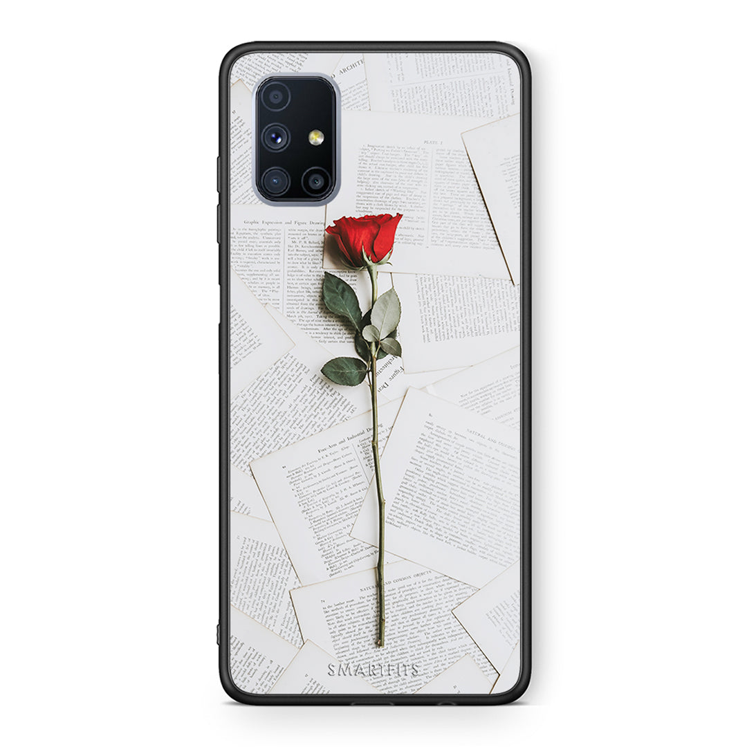 Θήκη Samsung Galaxy M51 Red Rose από τη Smartfits με σχέδιο στο πίσω μέρος και μαύρο περίβλημα | Samsung Galaxy M51 Red Rose case with colorful back and black bezels
