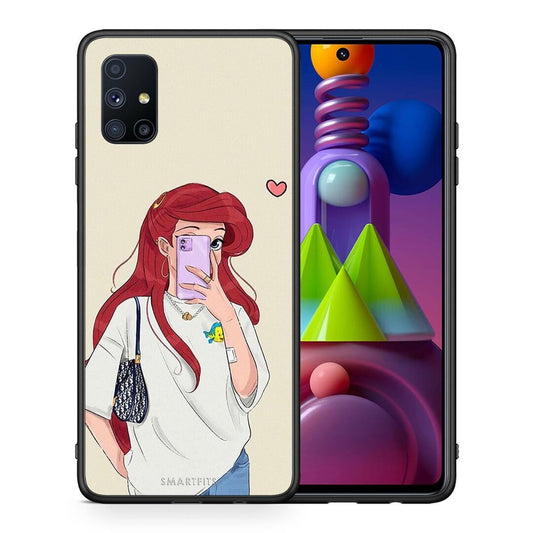 Θήκη Samsung Galaxy M51 Walking Mermaid από τη Smartfits με σχέδιο στο πίσω μέρος και μαύρο περίβλημα | Samsung Galaxy M51 Walking Mermaid case with colorful back and black bezels
