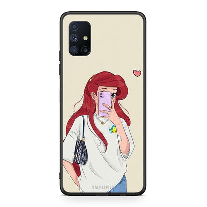 Θήκη Samsung Galaxy M51 Walking Mermaid από τη Smartfits με σχέδιο στο πίσω μέρος και μαύρο περίβλημα | Samsung Galaxy M51 Walking Mermaid case with colorful back and black bezels
