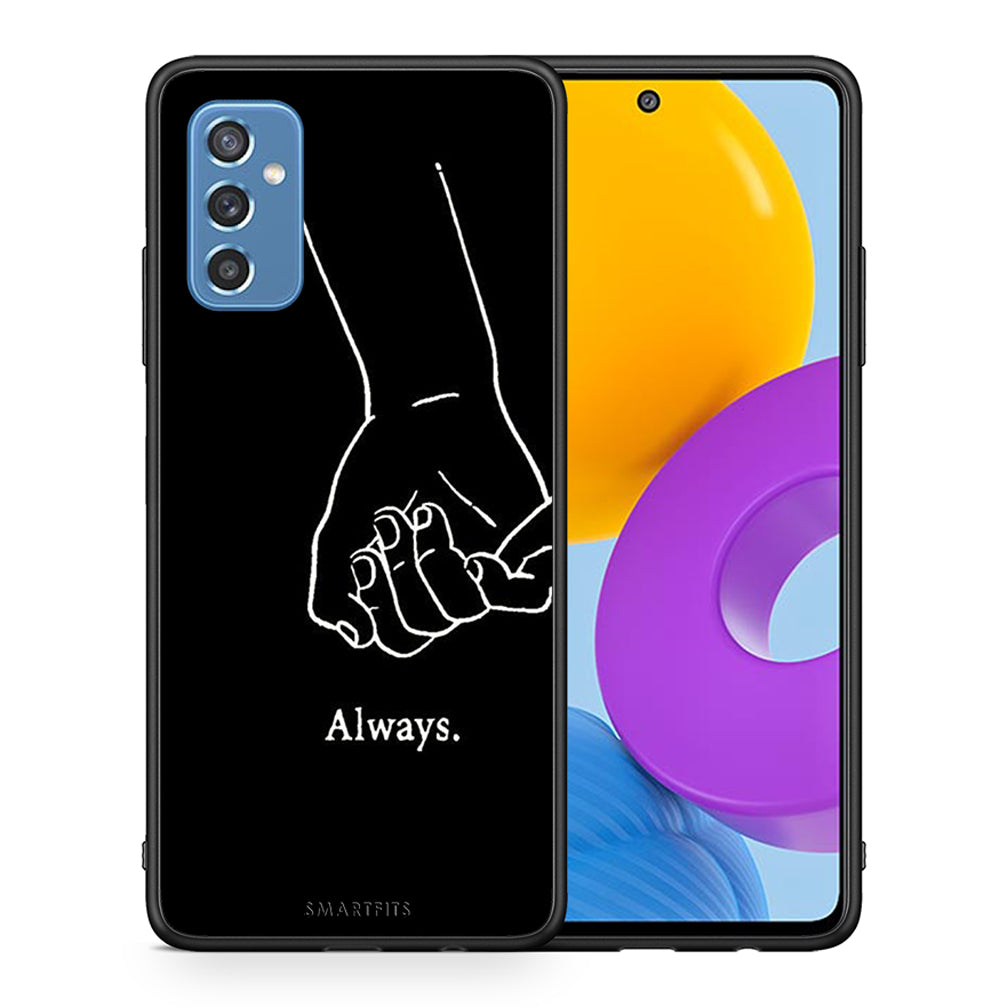 Θήκη Αγίου Βαλεντίνου Samsung M52 5G Always & Forever 1 από τη Smartfits με σχέδιο στο πίσω μέρος και μαύρο περίβλημα | Samsung M52 5G Always & Forever 1 case with colorful back and black bezels