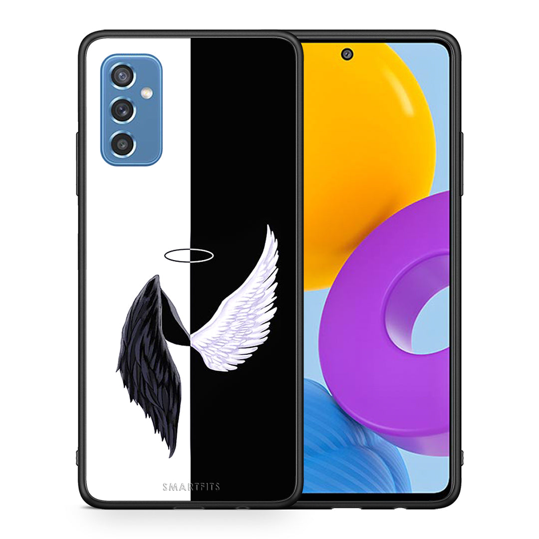 Θήκη Samsung M52 5G Angels Demons από τη Smartfits με σχέδιο στο πίσω μέρος και μαύρο περίβλημα | Samsung M52 5G Angels Demons case with colorful back and black bezels