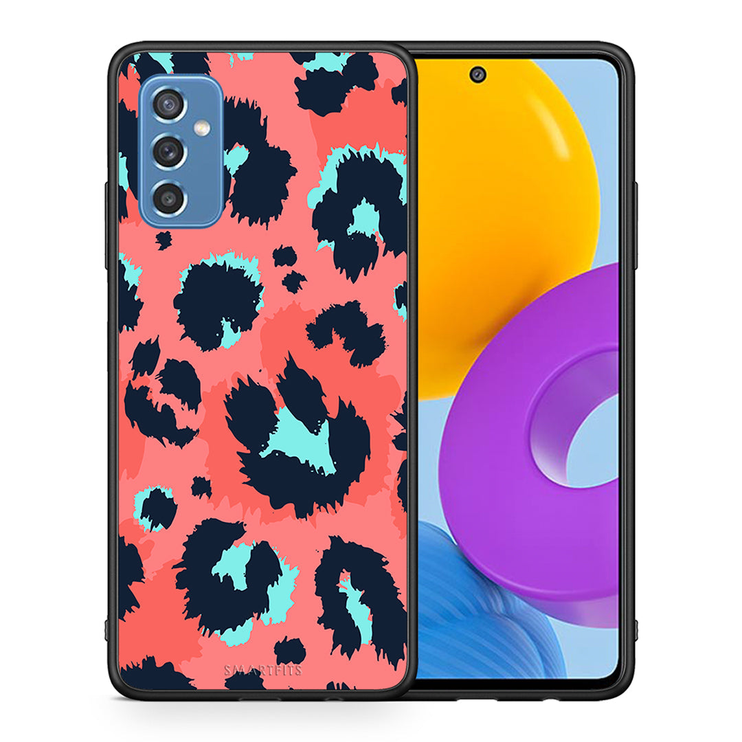 Θήκη Samsung M52 5G Pink Leopard Animal από τη Smartfits με σχέδιο στο πίσω μέρος και μαύρο περίβλημα | Samsung M52 5G Pink Leopard Animal case with colorful back and black bezels