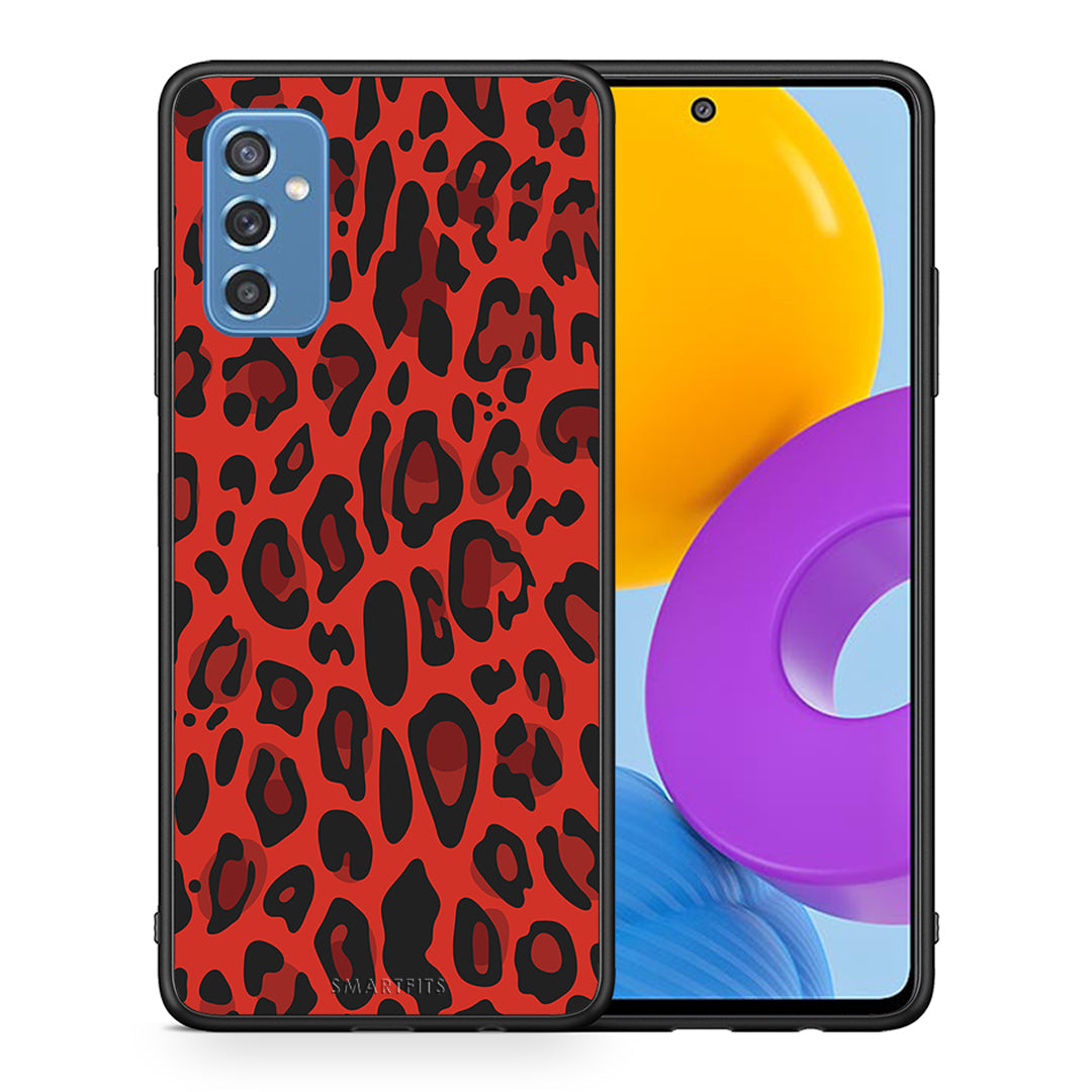 Θήκη Samsung M52 5G Red Leopard Animal από τη Smartfits με σχέδιο στο πίσω μέρος και μαύρο περίβλημα | Samsung M52 5G Red Leopard Animal case with colorful back and black bezels