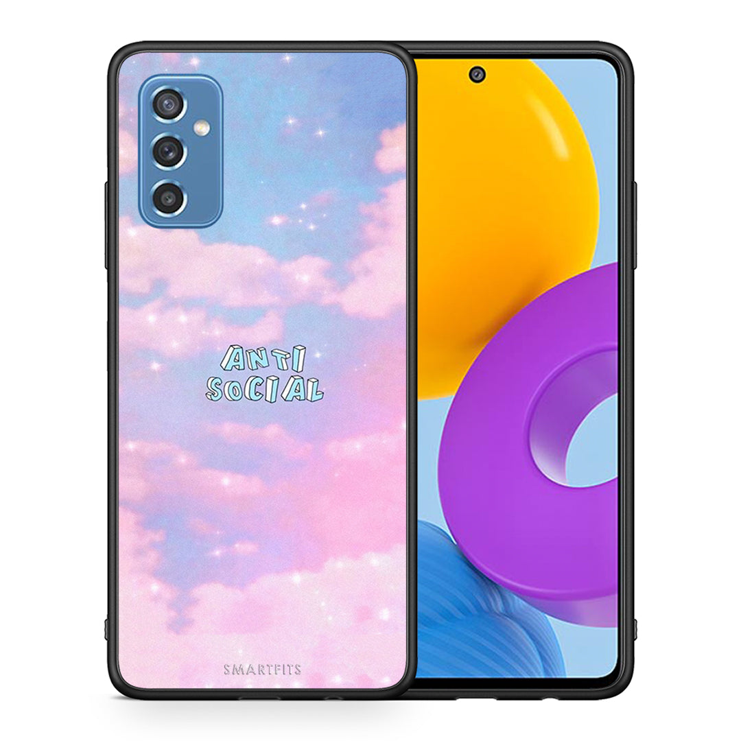 Θήκη Αγίου Βαλεντίνου Samsung M52 5G Anti Social από τη Smartfits με σχέδιο στο πίσω μέρος και μαύρο περίβλημα | Samsung M52 5G Anti Social case with colorful back and black bezels