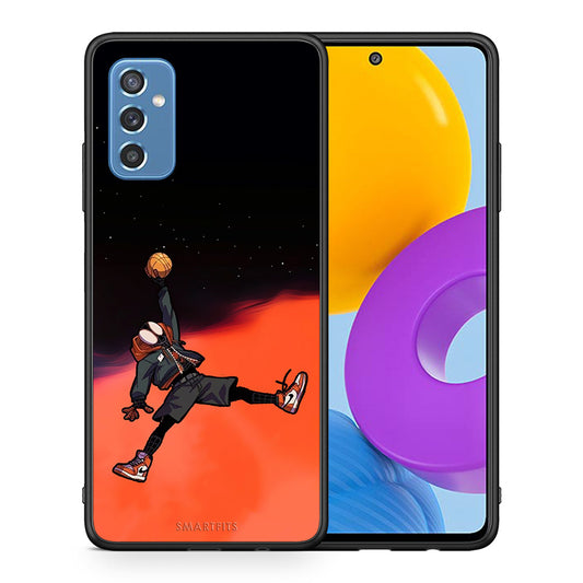 Θήκη Samsung M52 5G Basketball Hero από τη Smartfits με σχέδιο στο πίσω μέρος και μαύρο περίβλημα | Samsung M52 5G Basketball Hero case with colorful back and black bezels