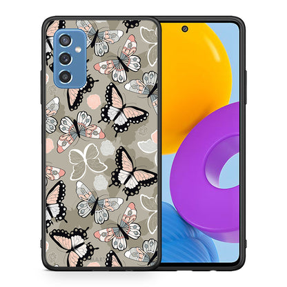 Θήκη Samsung M52 5G Butterflies Boho από τη Smartfits με σχέδιο στο πίσω μέρος και μαύρο περίβλημα | Samsung M52 5G Butterflies Boho case with colorful back and black bezels