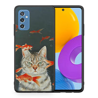 Thumbnail for Θήκη Samsung M52 5G Cat Goldfish από τη Smartfits με σχέδιο στο πίσω μέρος και μαύρο περίβλημα | Samsung M52 5G Cat Goldfish case with colorful back and black bezels