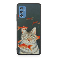 Thumbnail for Samsung M52 5G Cat Goldfish θήκη από τη Smartfits με σχέδιο στο πίσω μέρος και μαύρο περίβλημα | Smartphone case with colorful back and black bezels by Smartfits