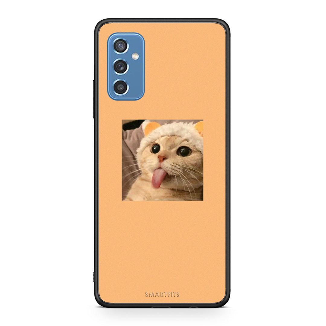 Samsung M52 5G Cat Tongue θήκη από τη Smartfits με σχέδιο στο πίσω μέρος και μαύρο περίβλημα | Smartphone case with colorful back and black bezels by Smartfits