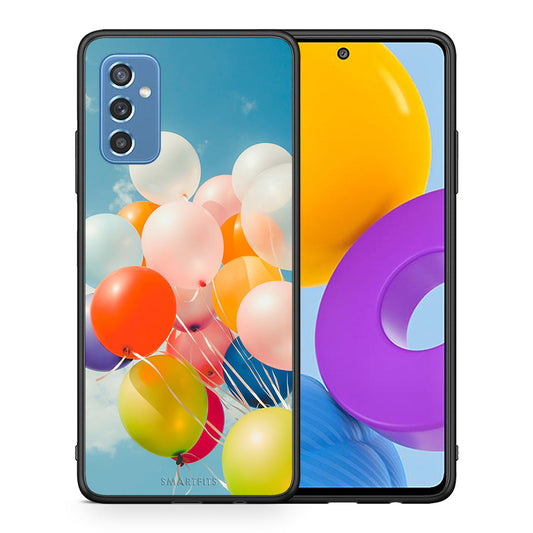 Θήκη Samsung M52 5G Colorful Balloons από τη Smartfits με σχέδιο στο πίσω μέρος και μαύρο περίβλημα | Samsung M52 5G Colorful Balloons case with colorful back and black bezels