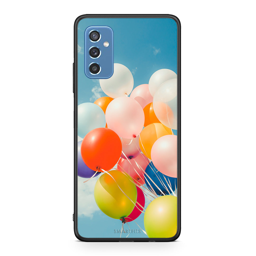 Samsung M52 5G Colorful Balloons θήκη από τη Smartfits με σχέδιο στο πίσω μέρος και μαύρο περίβλημα | Smartphone case with colorful back and black bezels by Smartfits