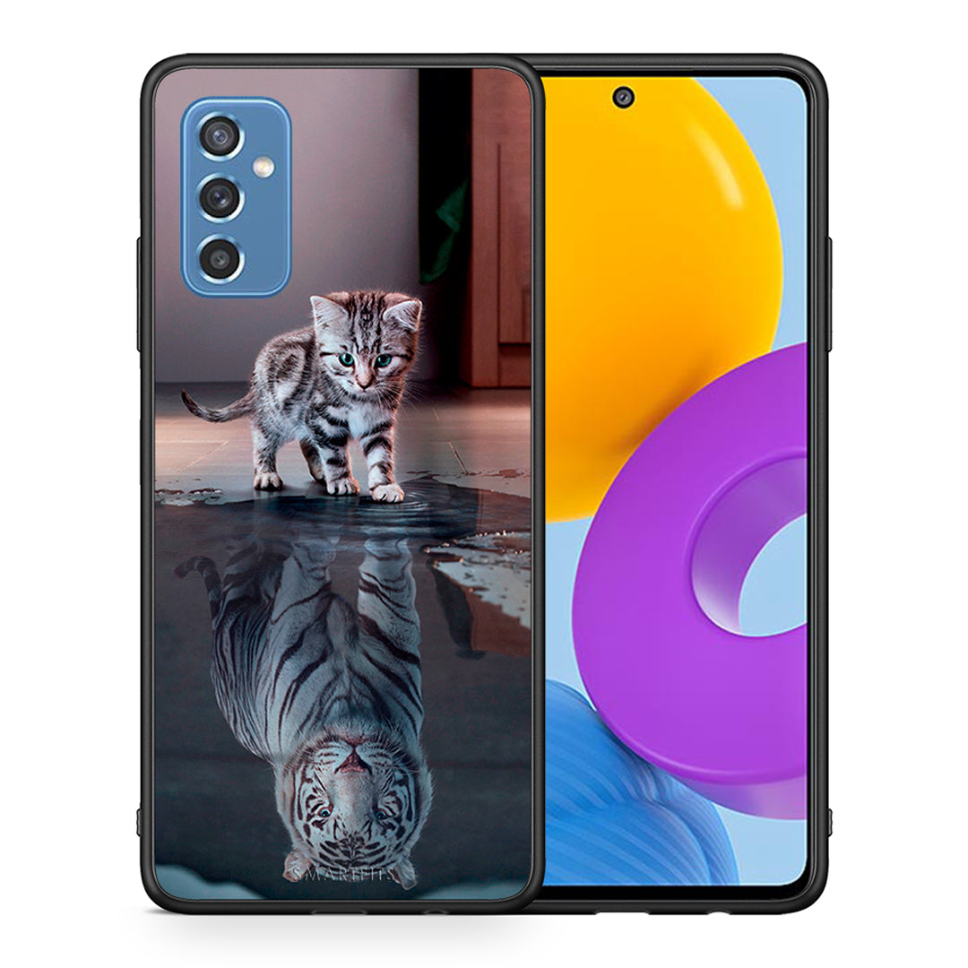 Θήκη Samsung M52 5G Tiger Cute από τη Smartfits με σχέδιο στο πίσω μέρος και μαύρο περίβλημα | Samsung M52 5G Tiger Cute case with colorful back and black bezels
