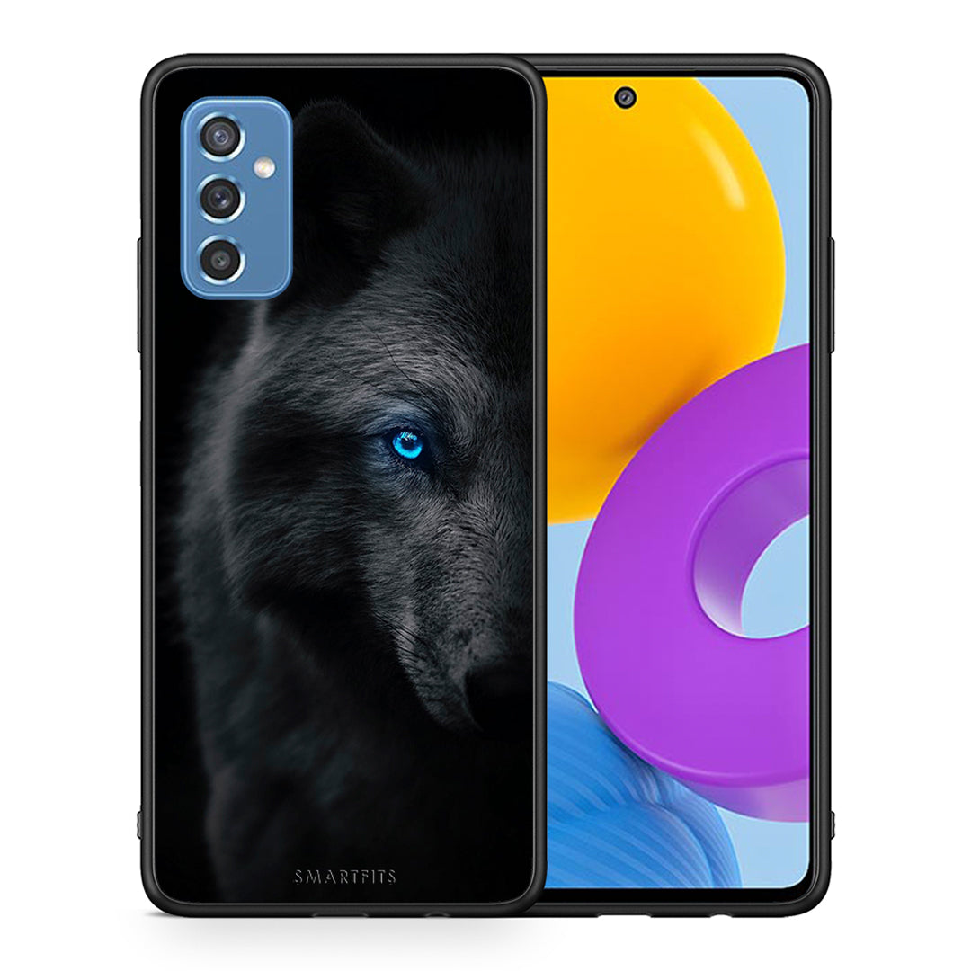 Θήκη Samsung M52 5G Dark Wolf από τη Smartfits με σχέδιο στο πίσω μέρος και μαύρο περίβλημα | Samsung M52 5G Dark Wolf case with colorful back and black bezels