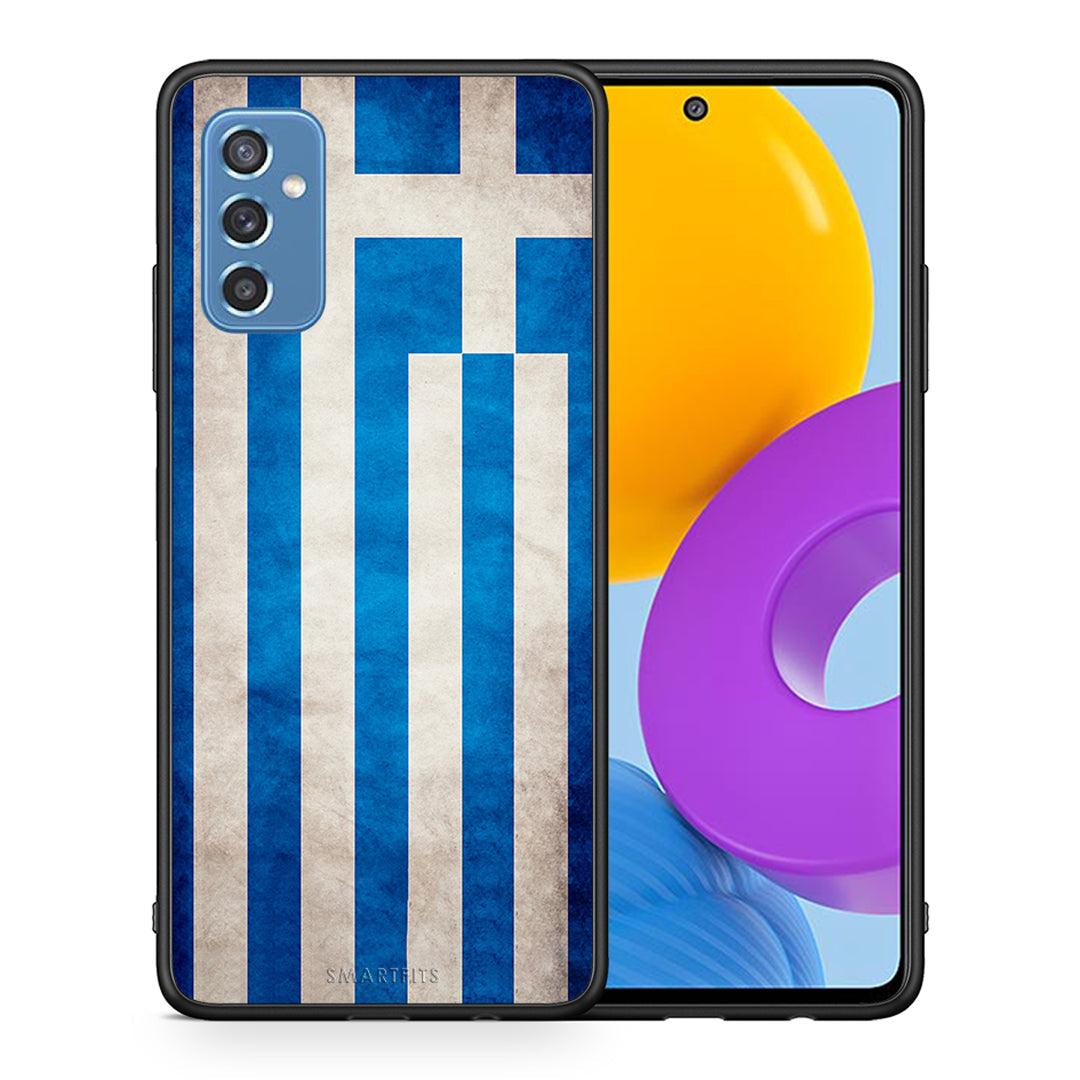 Θήκη Samsung M52 5G Greek Flag από τη Smartfits με σχέδιο στο πίσω μέρος και μαύρο περίβλημα | Samsung M52 5G Greek Flag case with colorful back and black bezels