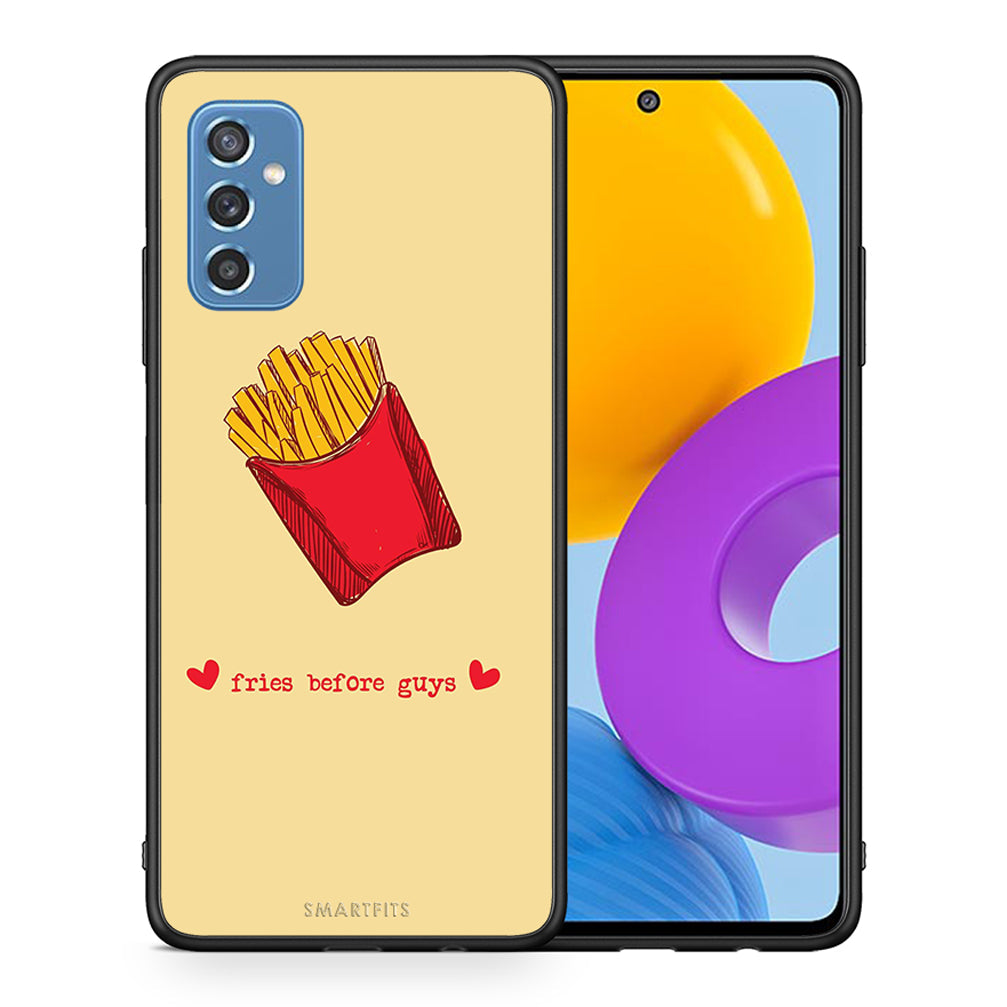Θήκη Αγίου Βαλεντίνου Samsung M52 5G Fries Before Guys από τη Smartfits με σχέδιο στο πίσω μέρος και μαύρο περίβλημα | Samsung M52 5G Fries Before Guys case with colorful back and black bezels