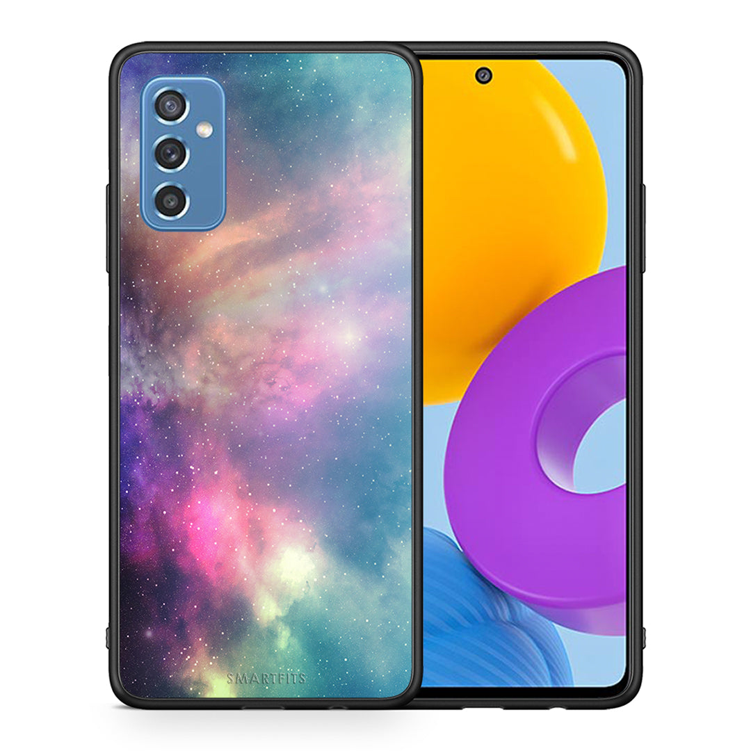 Θήκη Samsung M52 5G Rainbow Galaxy από τη Smartfits με σχέδιο στο πίσω μέρος και μαύρο περίβλημα | Samsung M52 5G Rainbow Galaxy case with colorful back and black bezels