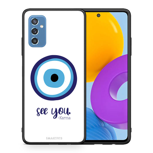 Θήκη Samsung M52 5G Karma Says από τη Smartfits με σχέδιο στο πίσω μέρος και μαύρο περίβλημα | Samsung M52 5G Karma Says case with colorful back and black bezels