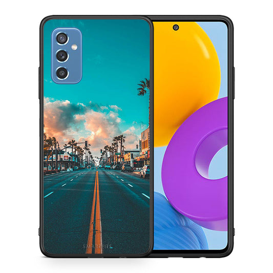 Θήκη Samsung M52 5G City Landscape από τη Smartfits με σχέδιο στο πίσω μέρος και μαύρο περίβλημα | Samsung M52 5G City Landscape case with colorful back and black bezels