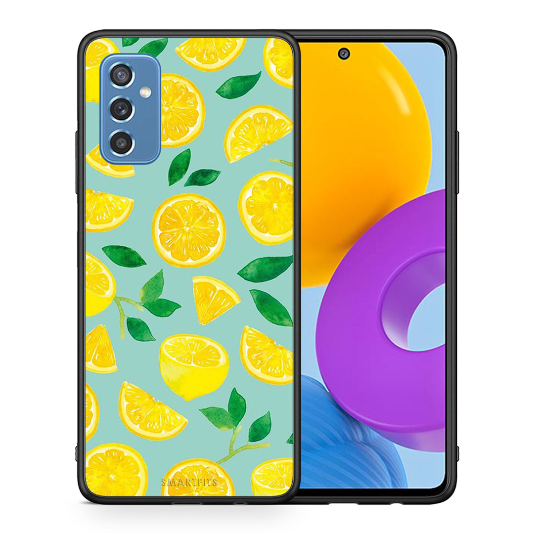 Θήκη Samsung M52 5G Lemons από τη Smartfits με σχέδιο στο πίσω μέρος και μαύρο περίβλημα | Samsung M52 5G Lemons case with colorful back and black bezels