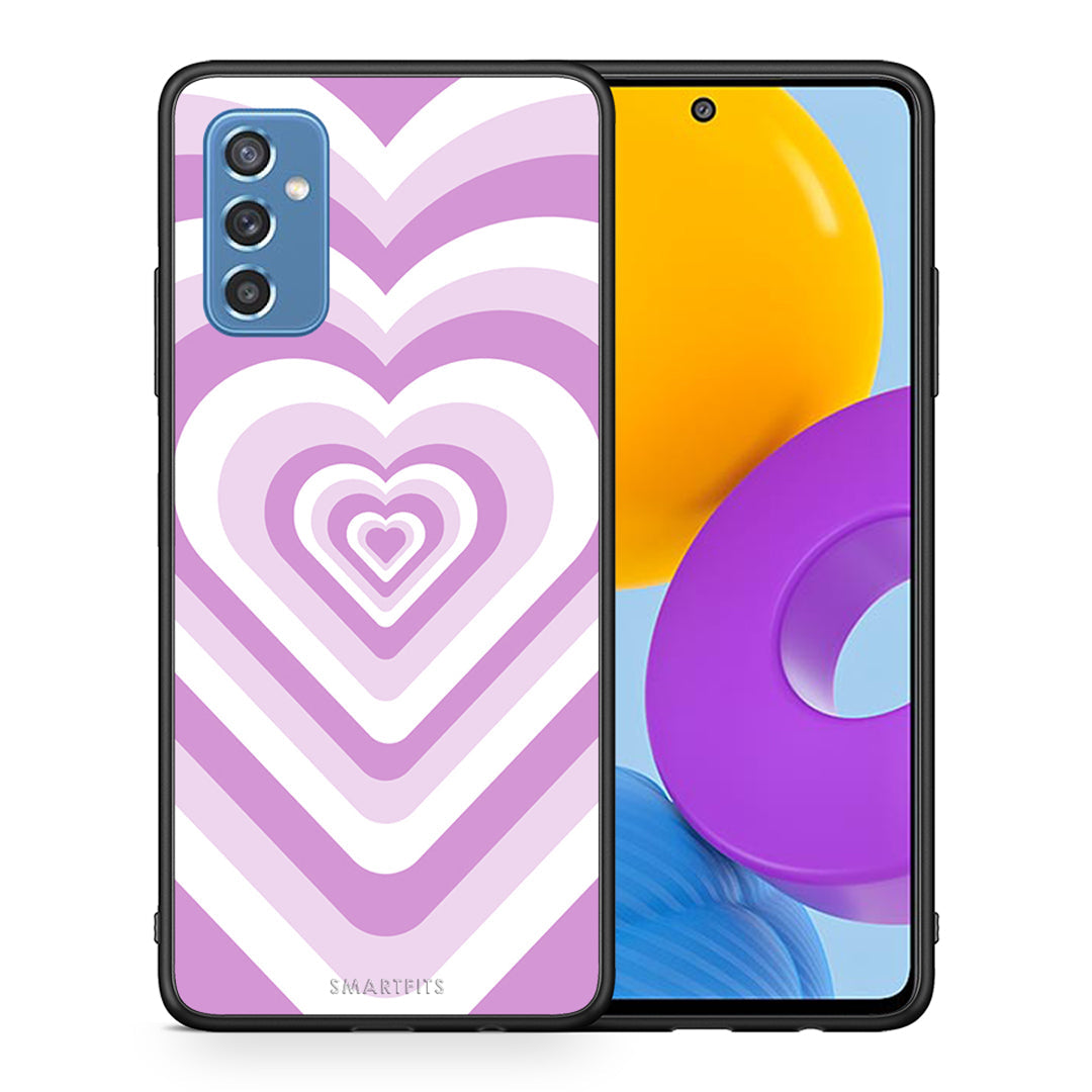 Θήκη Samsung M52 5G Lilac Hearts από τη Smartfits με σχέδιο στο πίσω μέρος και μαύρο περίβλημα | Samsung M52 5G Lilac Hearts case with colorful back and black bezels