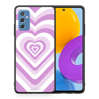 Thumbnail for Θήκη Samsung M52 5G Lilac Hearts από τη Smartfits με σχέδιο στο πίσω μέρος και μαύρο περίβλημα | Samsung M52 5G Lilac Hearts case with colorful back and black bezels