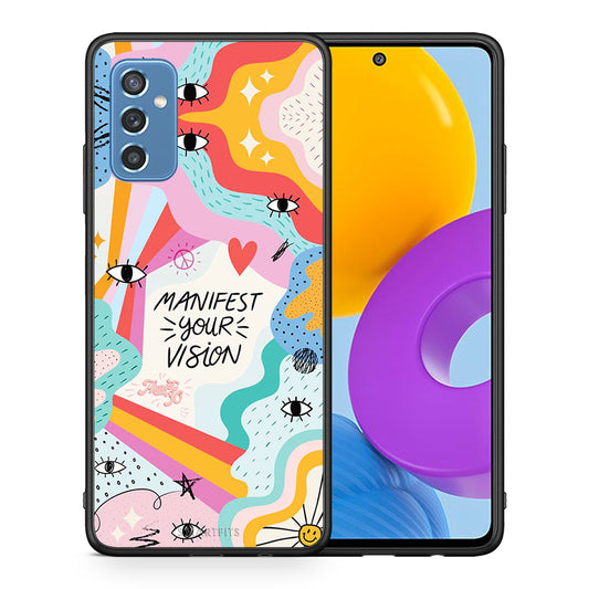 Θήκη Samsung M52 5G Manifest Your Vision από τη Smartfits με σχέδιο στο πίσω μέρος και μαύρο περίβλημα | Samsung M52 5G Manifest Your Vision case with colorful back and black bezels