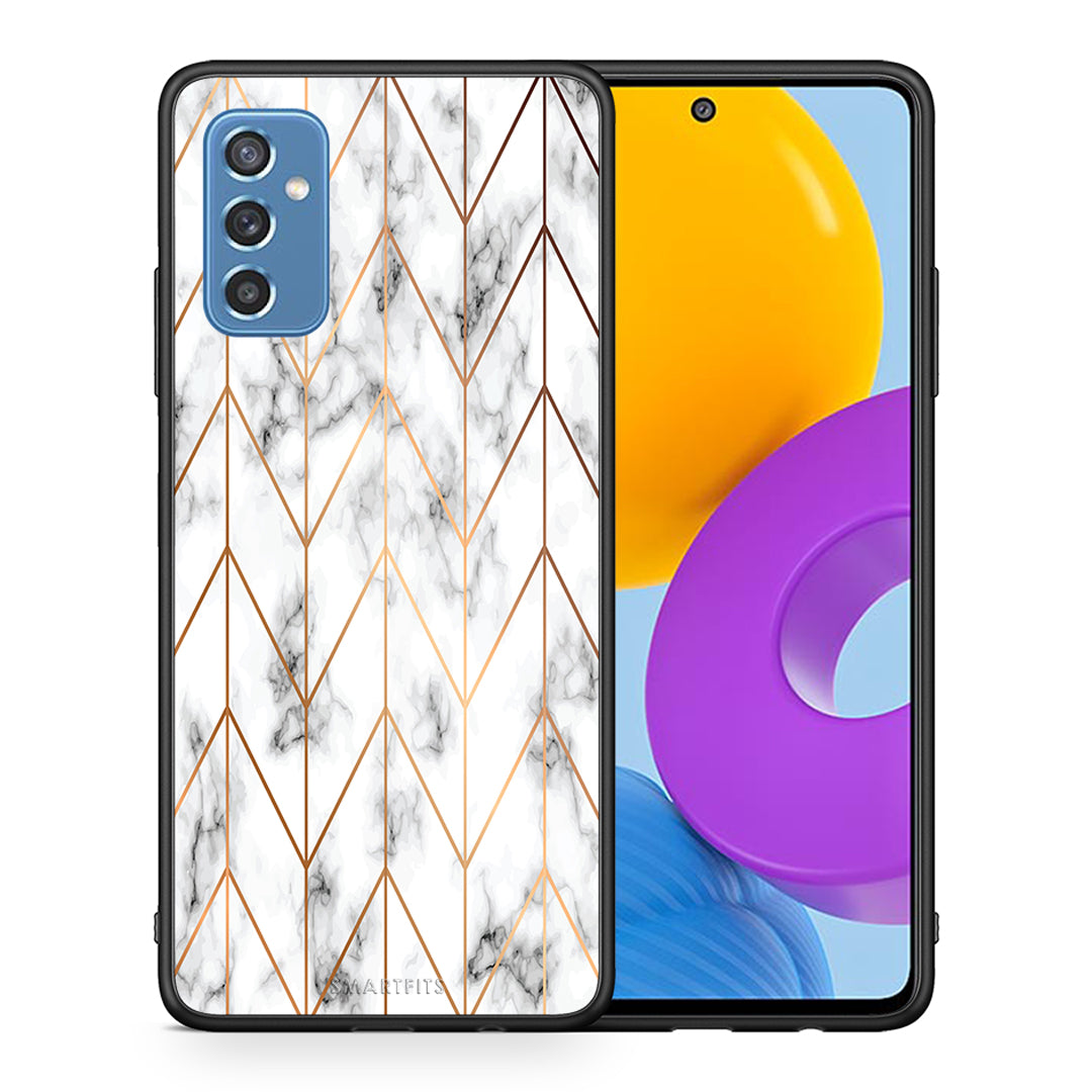 Θήκη Samsung M52 5G Gold Geometric Marble από τη Smartfits με σχέδιο στο πίσω μέρος και μαύρο περίβλημα | Samsung M52 5G Gold Geometric Marble case with colorful back and black bezels