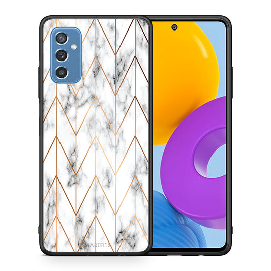 Θήκη Samsung M52 5G Gold Geometric Marble από τη Smartfits με σχέδιο στο πίσω μέρος και μαύρο περίβλημα | Samsung M52 5G Gold Geometric Marble case with colorful back and black bezels
