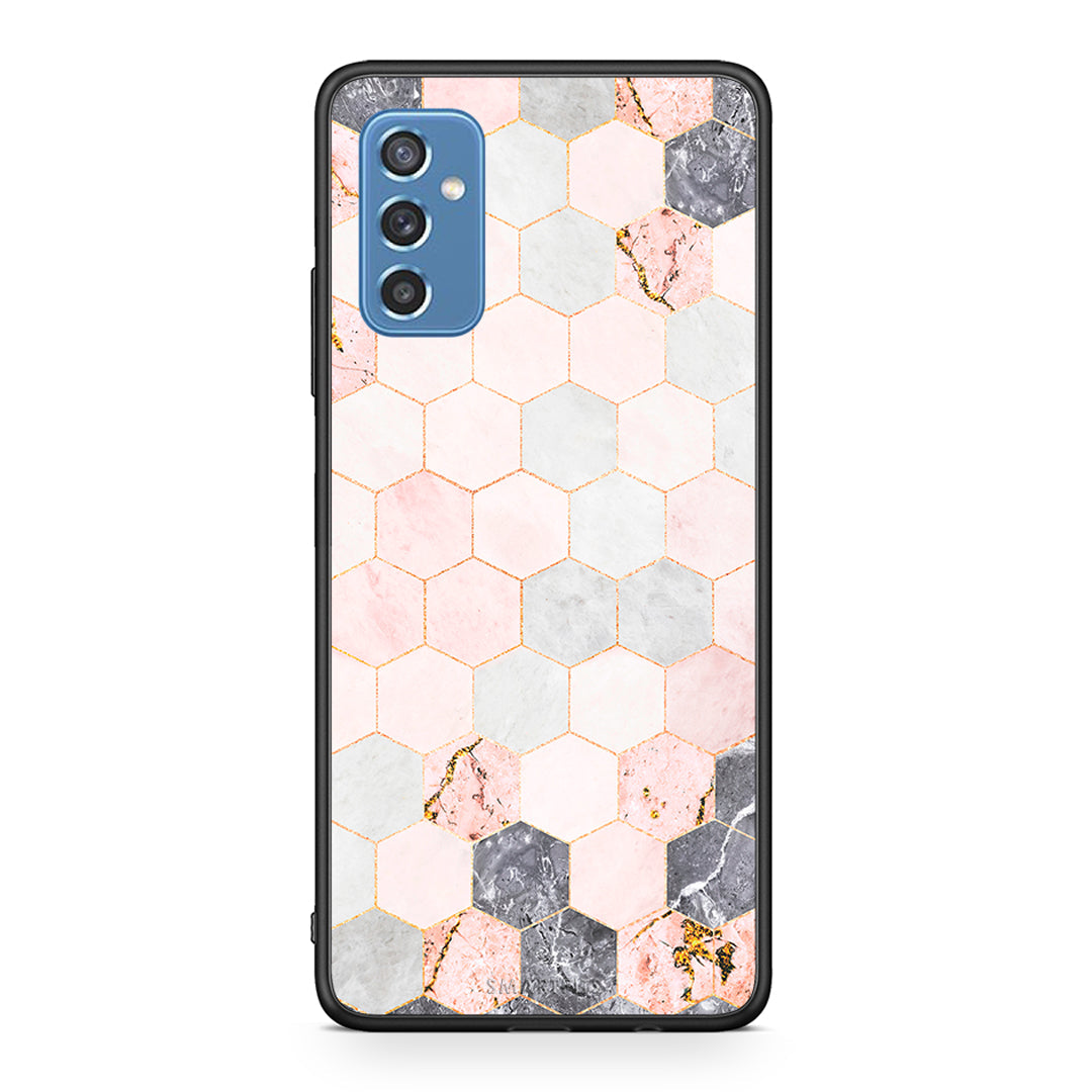 4 - Samsung M52 5G Hexagon Pink Marble case, cover, bumper