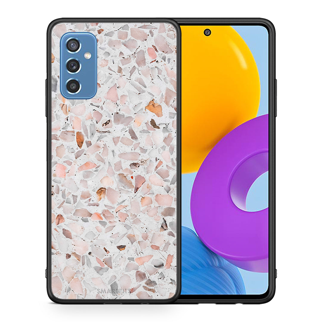 Θήκη Samsung M52 5G Marble Terrazzo από τη Smartfits με σχέδιο στο πίσω μέρος και μαύρο περίβλημα | Samsung M52 5G Marble Terrazzo case with colorful back and black bezels