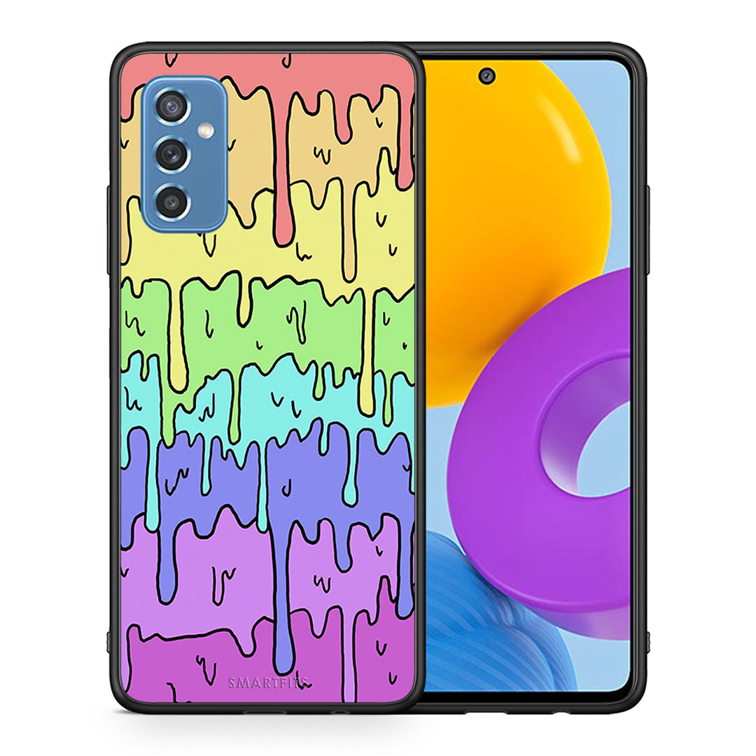 Θήκη Samsung M52 5G Melting Rainbow από τη Smartfits με σχέδιο στο πίσω μέρος και μαύρο περίβλημα | Samsung M52 5G Melting Rainbow case with colorful back and black bezels