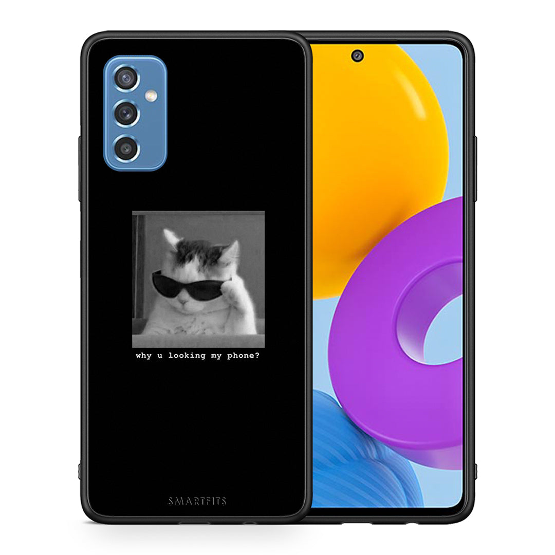 Θήκη Samsung M52 5G Meme Cat από τη Smartfits με σχέδιο στο πίσω μέρος και μαύρο περίβλημα | Samsung M52 5G Meme Cat case with colorful back and black bezels