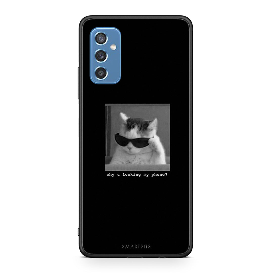 Samsung M52 5G Meme Cat θήκη από τη Smartfits με σχέδιο στο πίσω μέρος και μαύρο περίβλημα | Smartphone case with colorful back and black bezels by Smartfits