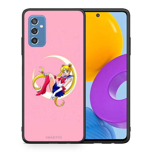 Θήκη Samsung M52 5G Moon Girl από τη Smartfits με σχέδιο στο πίσω μέρος και μαύρο περίβλημα | Samsung M52 5G Moon Girl case with colorful back and black bezels