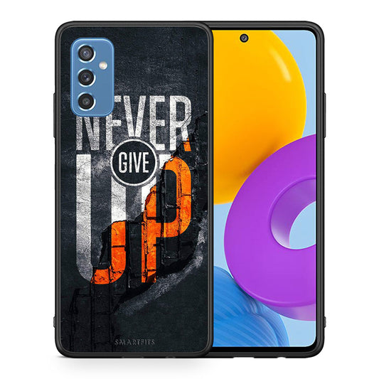 Θήκη Αγίου Βαλεντίνου Samsung M52 5G Never Give Up από τη Smartfits με σχέδιο στο πίσω μέρος και μαύρο περίβλημα | Samsung M52 5G Never Give Up case with colorful back and black bezels