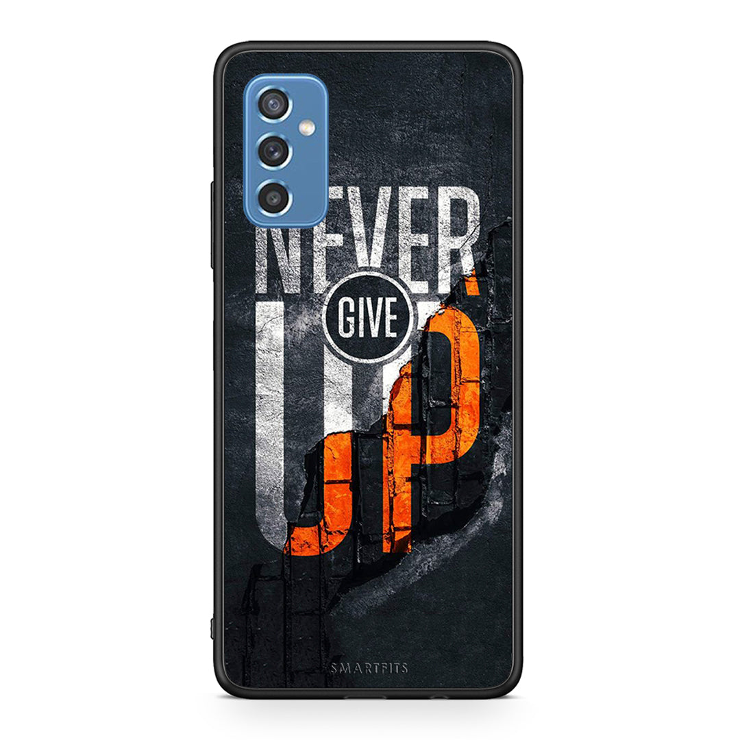 Samsung M52 5G Never Give Up Θήκη Αγίου Βαλεντίνου από τη Smartfits με σχέδιο στο πίσω μέρος και μαύρο περίβλημα | Smartphone case with colorful back and black bezels by Smartfits