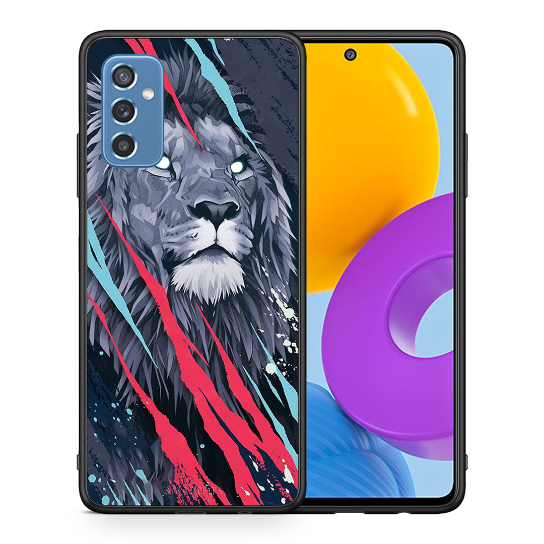 Θήκη Samsung M52 5G Lion Designer PopArt από τη Smartfits με σχέδιο στο πίσω μέρος και μαύρο περίβλημα | Samsung M52 5G Lion Designer PopArt case with colorful back and black bezels