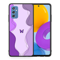 Thumbnail for Θήκη Αγίου Βαλεντίνου Samsung M52 5G Purple Mariposa από τη Smartfits με σχέδιο στο πίσω μέρος και μαύρο περίβλημα | Samsung M52 5G Purple Mariposa case with colorful back and black bezels