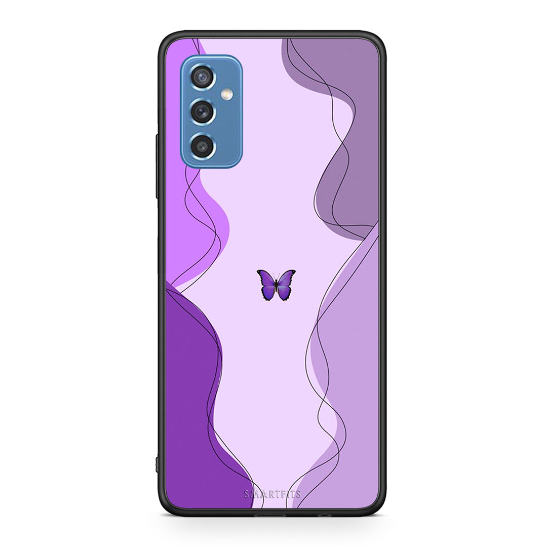 Samsung M52 5G Purple Mariposa Θήκη Αγίου Βαλεντίνου από τη Smartfits με σχέδιο στο πίσω μέρος και μαύρο περίβλημα | Smartphone case with colorful back and black bezels by Smartfits