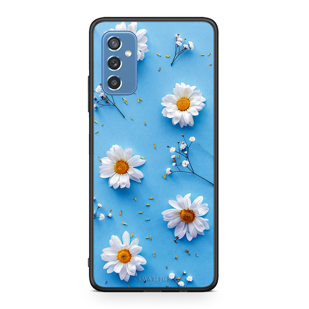 Samsung M52 5G Real Daisies θήκη από τη Smartfits με σχέδιο στο πίσω μέρος και μαύρο περίβλημα | Smartphone case with colorful back and black bezels by Smartfits