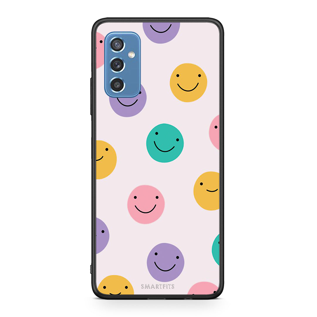 Samsung M52 5G Smiley Faces θήκη από τη Smartfits με σχέδιο στο πίσω μέρος και μαύρο περίβλημα | Smartphone case with colorful back and black bezels by Smartfits