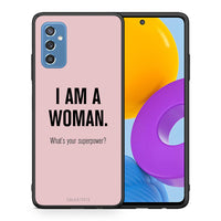 Thumbnail for Θήκη Samsung M52 5G Superpower Woman από τη Smartfits με σχέδιο στο πίσω μέρος και μαύρο περίβλημα | Samsung M52 5G Superpower Woman case with colorful back and black bezels