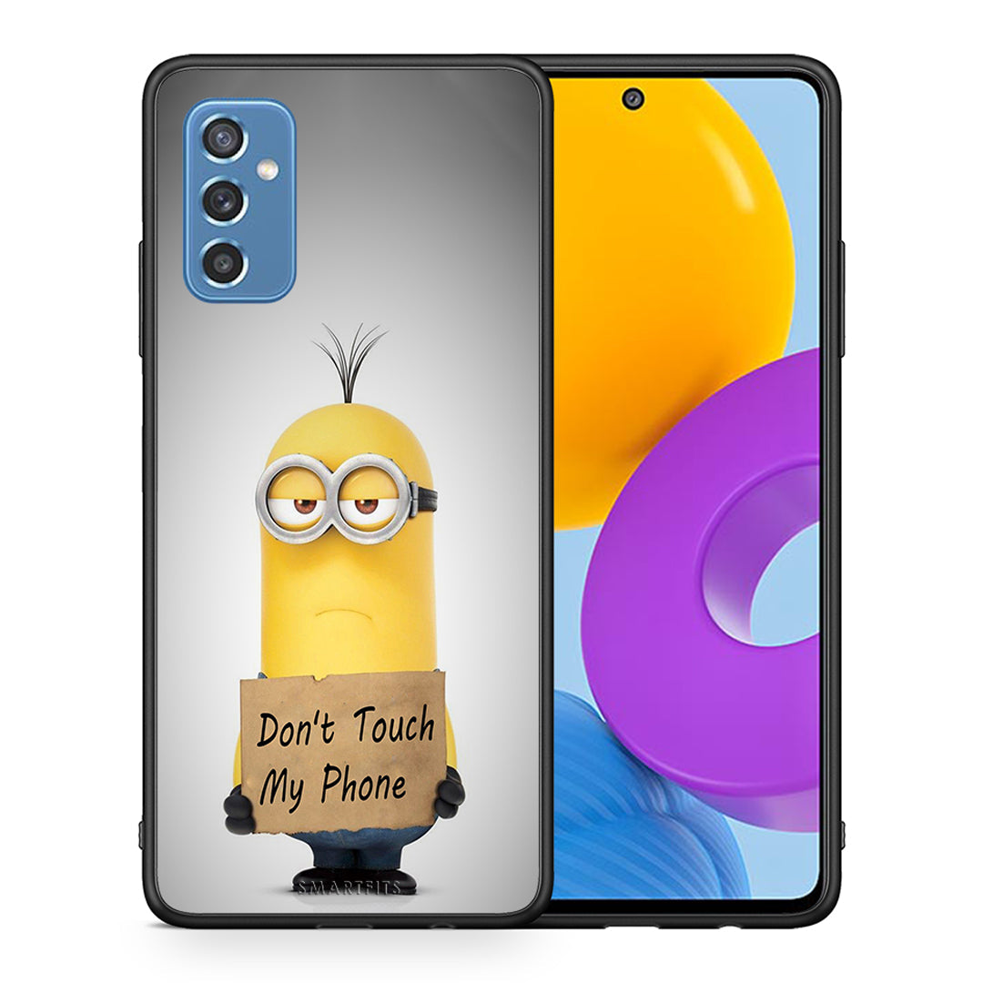 Θήκη Samsung M52 5G Minion Text από τη Smartfits με σχέδιο στο πίσω μέρος και μαύρο περίβλημα | Samsung M52 5G Minion Text case with colorful back and black bezels