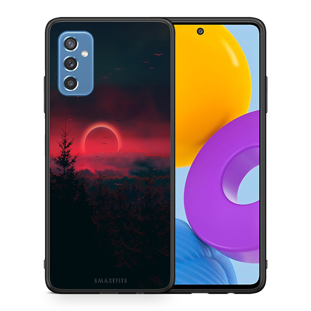 Θήκη Samsung M52 5G Sunset Tropic από τη Smartfits με σχέδιο στο πίσω μέρος και μαύρο περίβλημα | Samsung M52 5G Sunset Tropic case with colorful back and black bezels