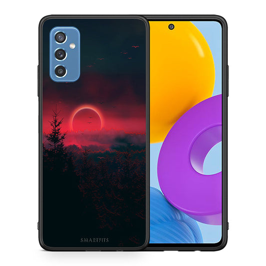 Θήκη Samsung M52 5G Sunset Tropic από τη Smartfits με σχέδιο στο πίσω μέρος και μαύρο περίβλημα | Samsung M52 5G Sunset Tropic case with colorful back and black bezels